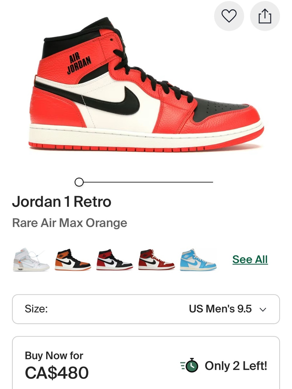 Air Jordan 1 Retro High 'Rare Air - Max Orange' Sneakers - Picture 7 of 7